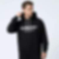 Logo Print Cotton Hoodie Black