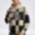 Check Print Hoodie with Equestrian Knight